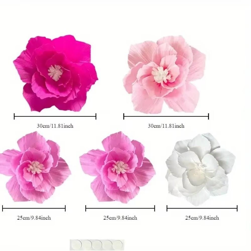 5Pcs Center Decoration Paper Flowers Pink 3D Wall Decoration  Party Decoration