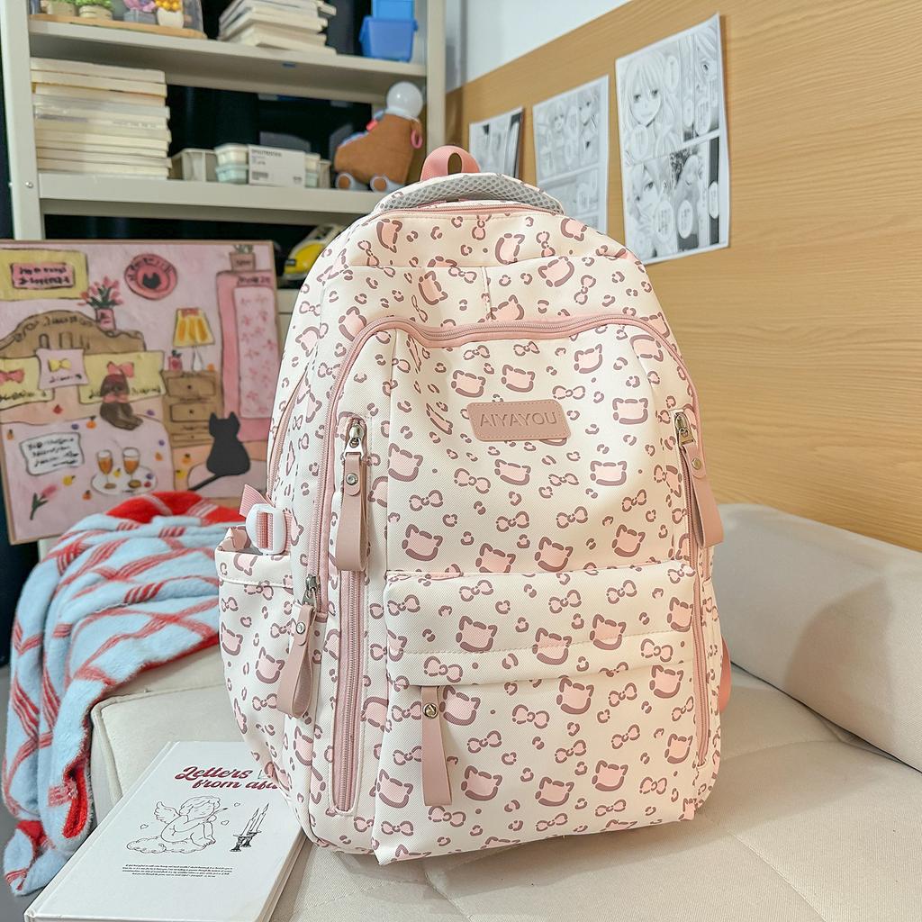 Schoolbag high-value backpack female Japanese ins sweet and cute cartoon print primary and secondary school students 3rd to 5th grade backpack
