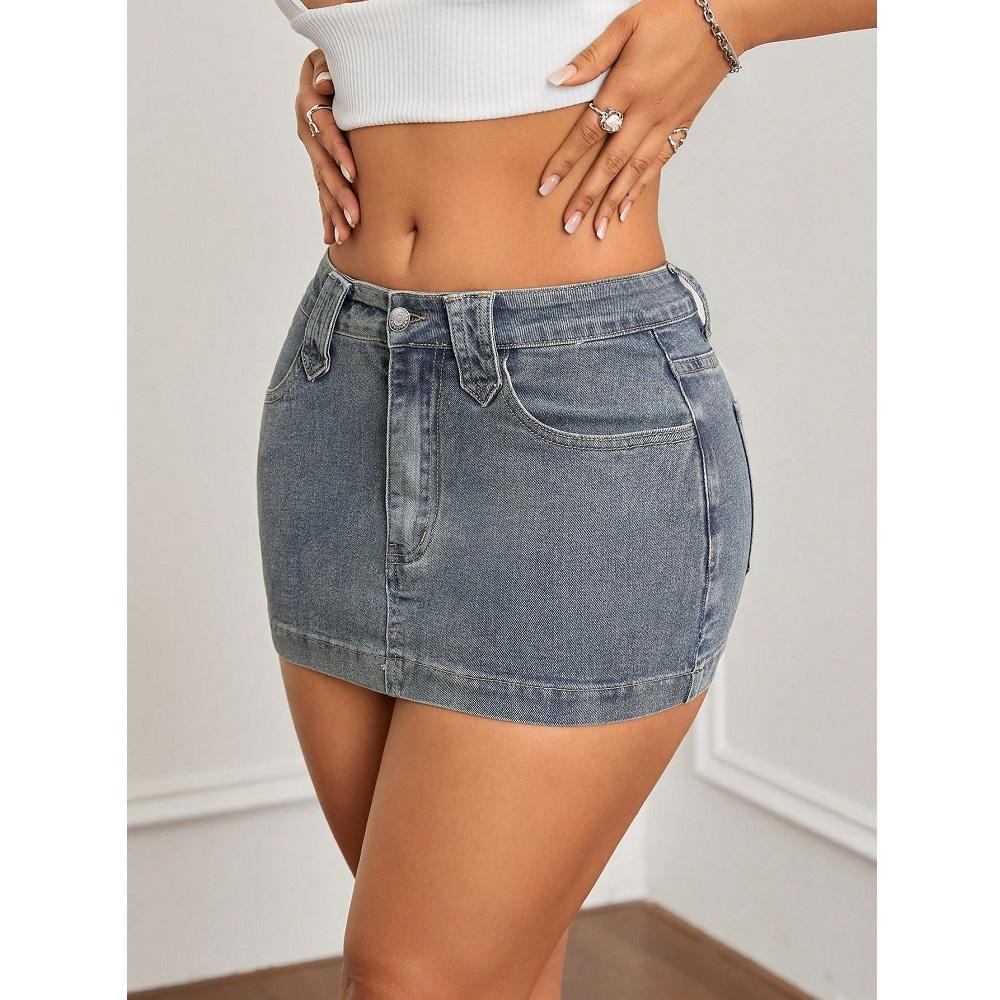 Women Summer Denim Skirts High Waist Slim Retro Bodycon Mini Jean Skirt