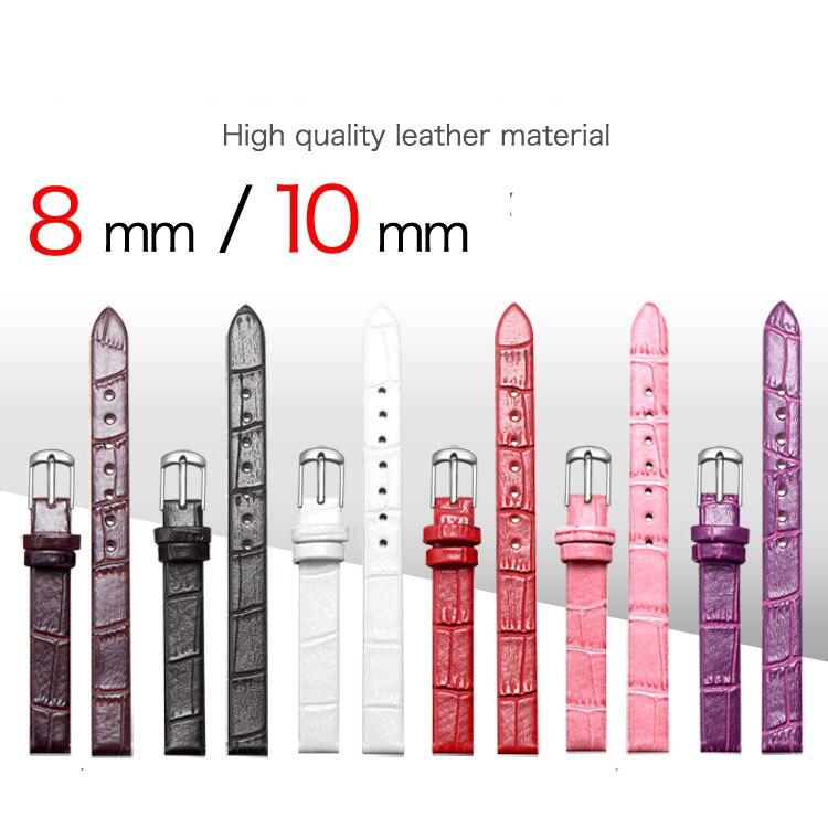 8mm 10mm kobiety dziewczęta szczupły skórzany pasek wysokiej jakości akcesoria do zegarków pasek Slub Watchband różowe złoto ze sprzączką
