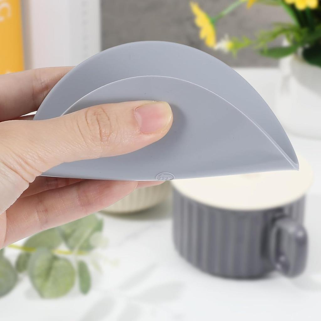 6pcs Silicone Drink Covers, Mug Cover, 10cm/3.94In Silicone Lids for Cups, Reble Cup Cover, Silicone Cup Covers for Mugs, Cups, Tea Pots - Ivory &
