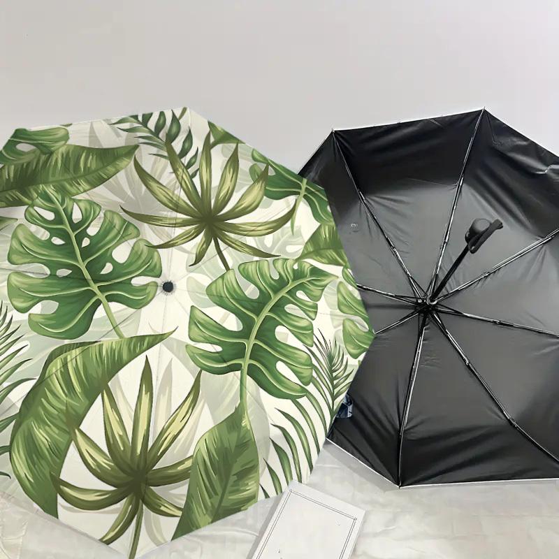 1PC Tropical Leaves Pattern Umbrella-8-Rib Reinforced, Automatic Open, Lightweight & Durable, Cute Fashion Accessory for Outdoor-P71