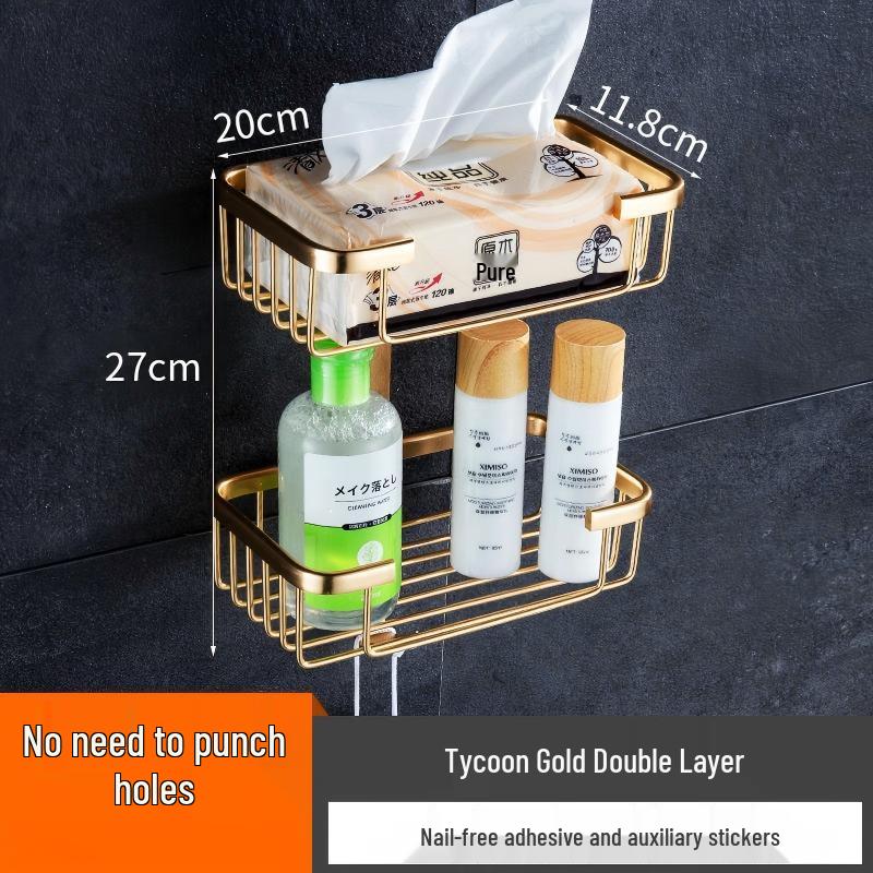 Двухуровневый золотой держатель для туалетной бумаги с мыльницей LISM