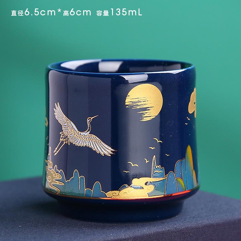 Chinese Ceramic Japanese Style Single Jade Blue Master Cup Kung Fu Tea Brewing Bowl Simple Gift Packa