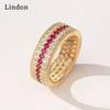 Lindon Classic Copper Alloy Zircon Ring Ladies Jewelry Wedding Promise Party Gift