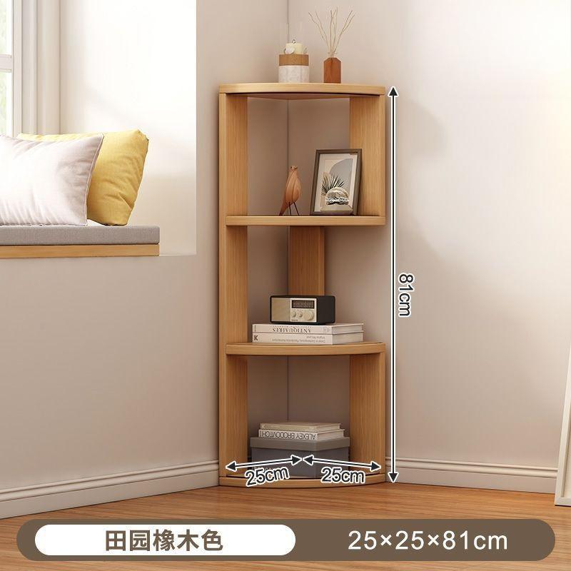 Corner Cabinet, Multi-layer Solid Wood Storage Rack for Living Room, Floor-standing or Wall-mounted Bookshelf for Corner Storage
