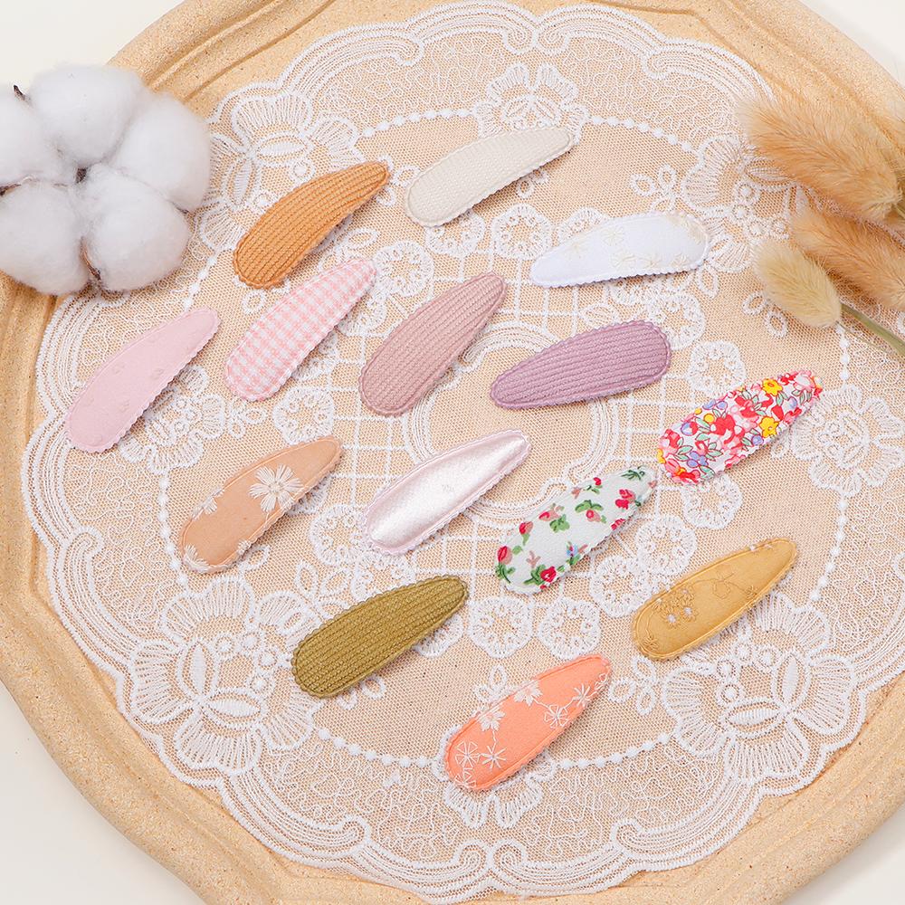 2/4/6Pcs/Lot Hair Clip New Print Cotton Alloy Hair Bow Snap Set Fabric Plaid Hairpins Girls Kids Headwear Baby Hair Accessories