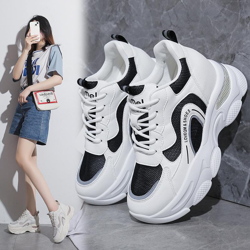 Innere Höhenzunahme Dad Shoes Damen Frühling und Herbst 2025 neu vielseitig kleinlich dicksohlig atmungsaktiv lässig Sport kleine weiße Schuhe