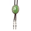 Vintage Oval Shape Stone Pendant Bolo Tie Western Braided Rope Adjustable Necktie Jewelry Shirt Collar Chain Necklace