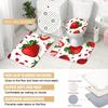 4Pcs Strawberry Shower Curtain Set with Non-Slip Bath Mat, Toilet Lid Cover, Contour Rug & 12 Hooks, Bathroom Decor