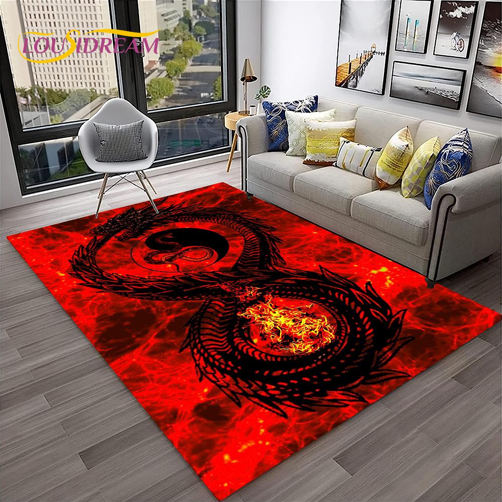 3D China Draak Mythe Kunst Cartoon Tapijt Tapijt voor Thuis Woonkamer Slaapkamer Bank Deurmat Decor, Speelruimte voor Kinderen Tapijt Antislip Vloermat