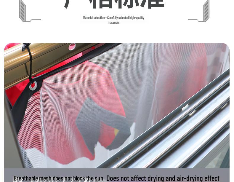 Retractable Outdoor Clothes Drying Rack with Anti-Drop Mesh Bag and Protective Quilt Net Cover