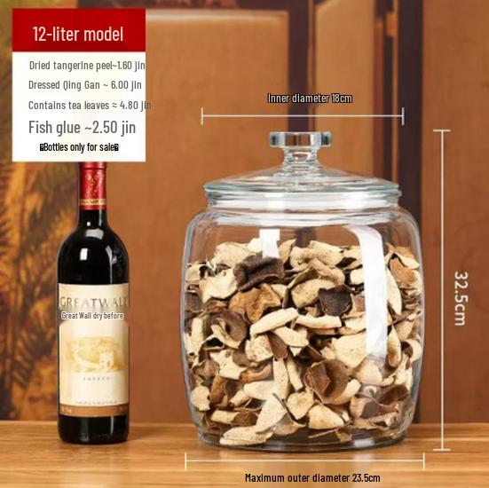 Large Glass Food-Grade Storage Jar for Dried Tangerine Peel and Tea Sealed for Freshness
