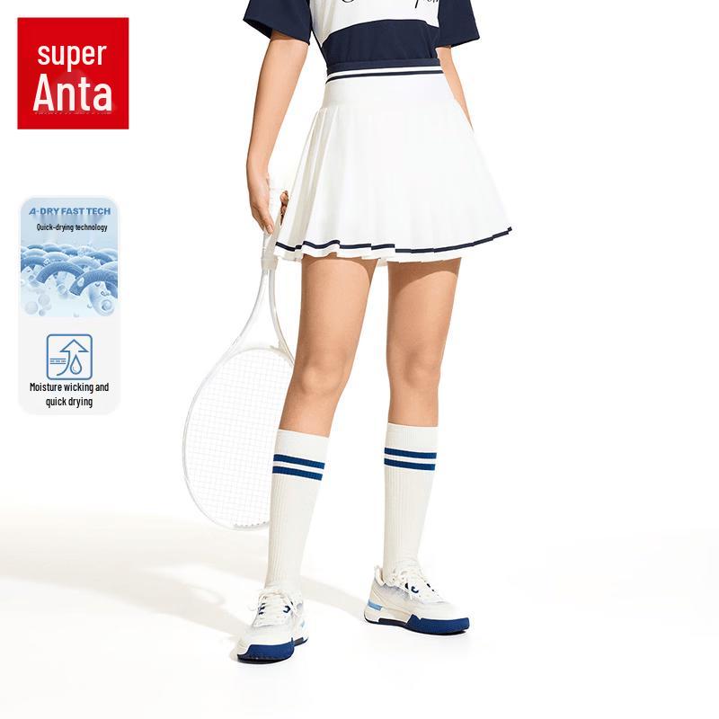 Anta Women s Pleated Quick-Dry High-Waist A-Line Tennis Skirt S