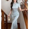 New Chinese Retro Improved Cheongsam Women's Summer Dark Pattern Lift Short-sleeved Dress Long Dress 2026