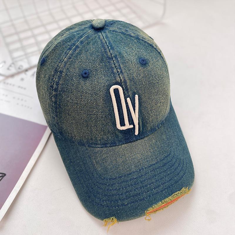 Vintage Retro Washed Cowboy Baseball Hat Men'S Spring And Summer Soft Top Letter Big Head Circumference Sunshade Cap