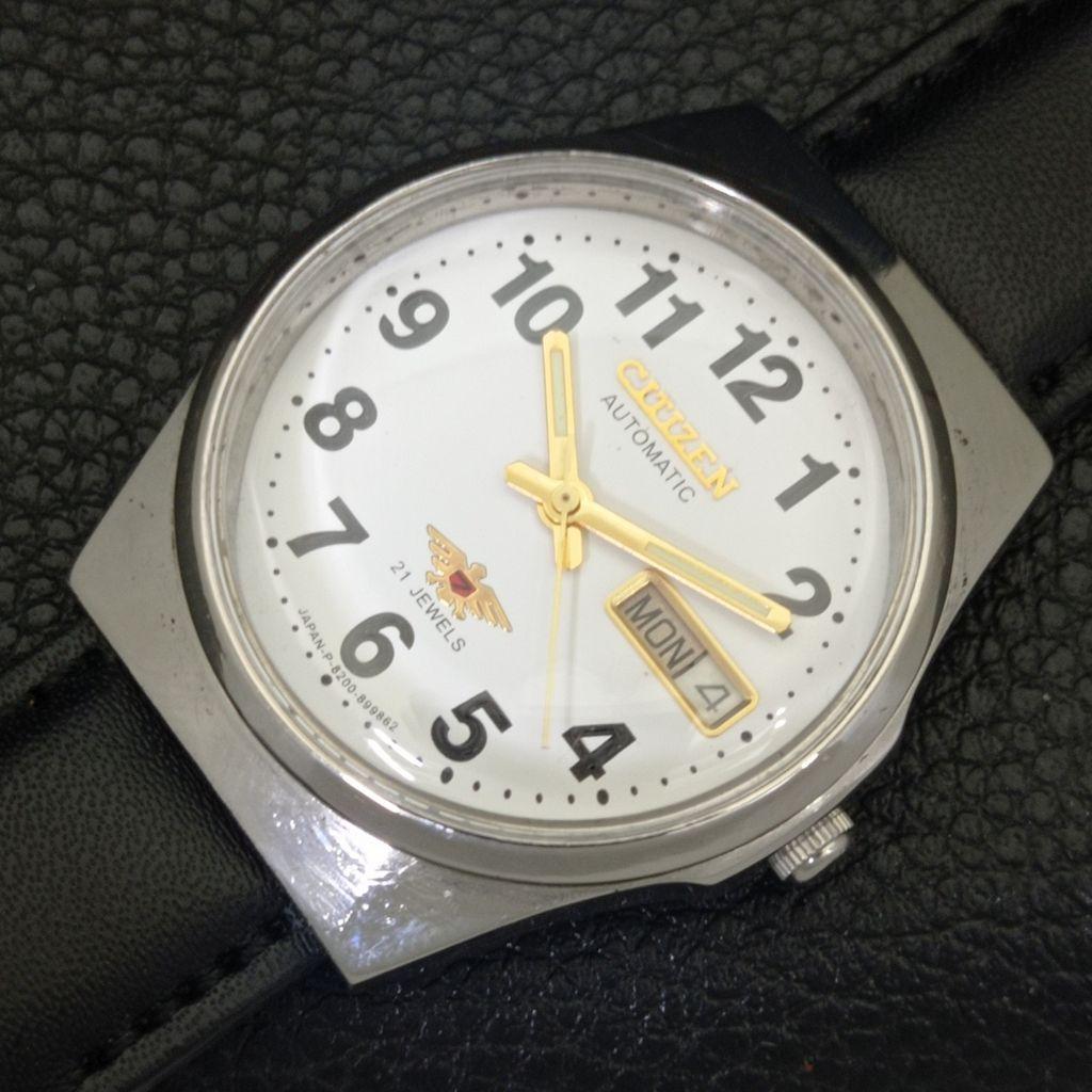 AUTOMATIC VINTAGE CITIZEN 8200 JAPAN MENS WHITE COLOR DIAL WATCH a702133-5 R208-a702133