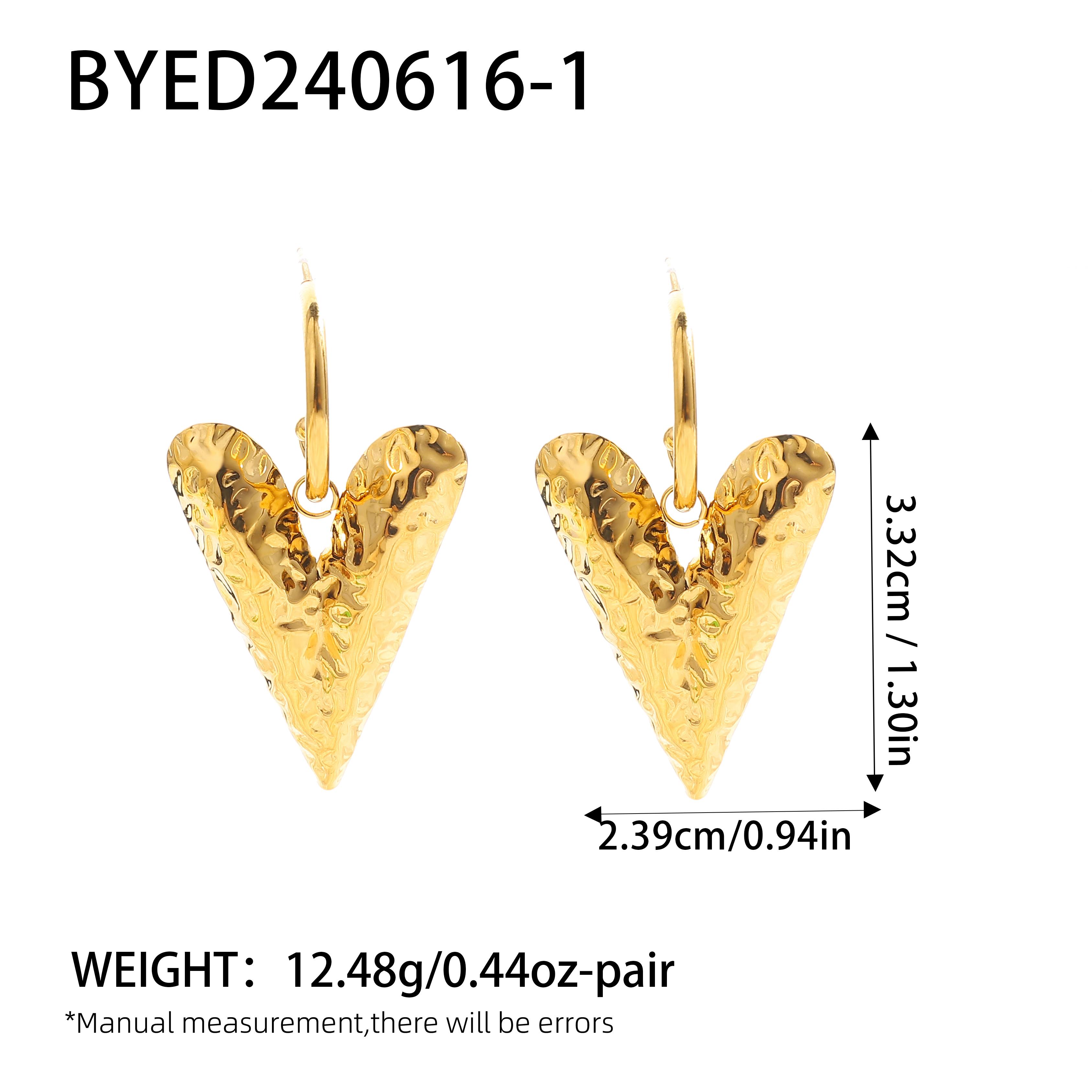 2025 New Waterproof Stainless Steel Hammer Heart Huggie Hoop earrings women Vintage Textured Gold Color Stylish Zircon