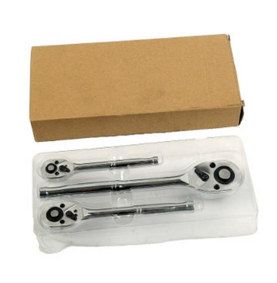 Dreiteiliges Knarrenschlüssel-Set: 1/2" Groß, 3/8" Mittel, 1/4" Schnellwechsel-Schraubenschlüssel für die Autoreparatur