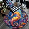 Seahorse Round Area Rug,Carpet Rug for Living Room Bedroom Sofa Playroom Decor,Non-slip Floor Mat