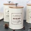 3Pcs/Set Airtight Kitchen Canister Decorations with Lids, Beige Metal Farmhouse Decor Containers for Sugar Coffee Tea Storage