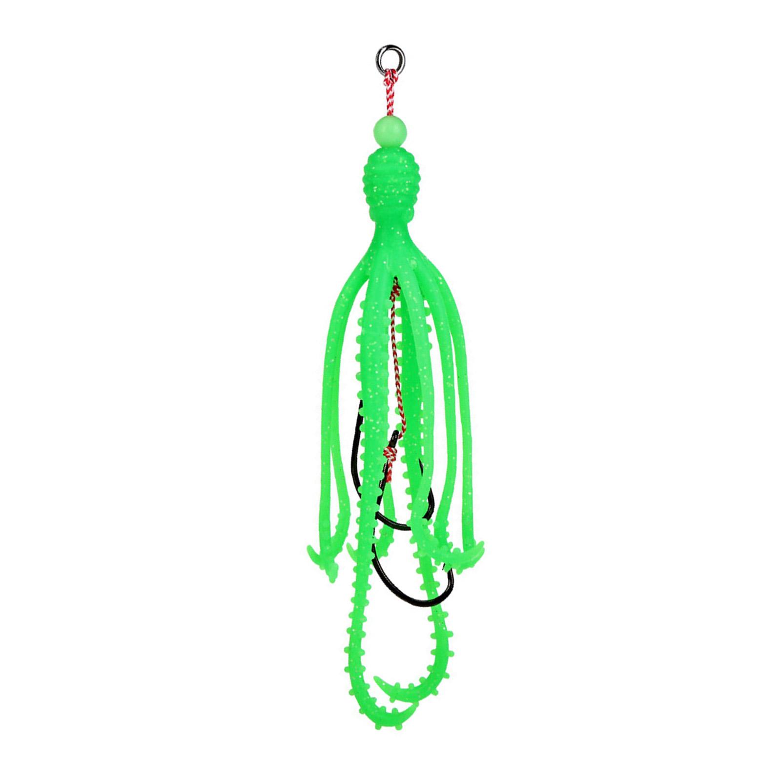 

Artificial Bait with Double Barbed Hooks Squid Skrit Lure 15cm 10g Octopus Skirt Soft Lures Trolling Bait Fishing Tackle зелёный