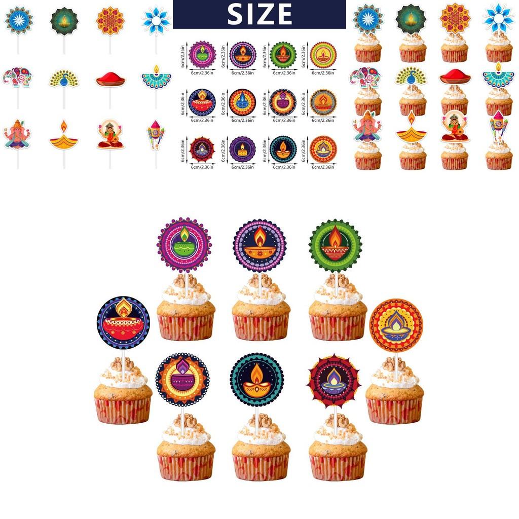 Cake Topper Flags Diwali Theme Paper Party Decor For Event And Party Planning