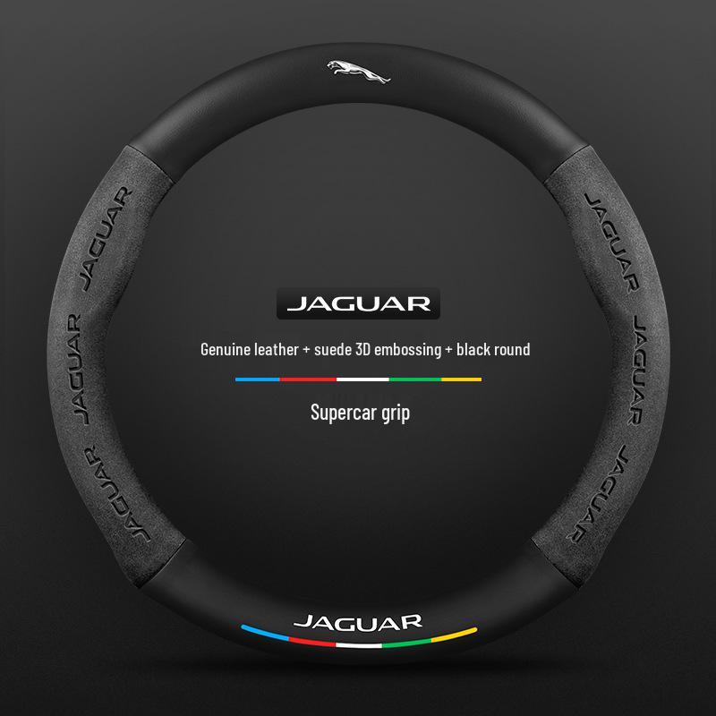 Universal Suede Carbon Fiber Steering Wheel Cover for Jaguar XEL, XFL, F-PACE, XJ – Four Seasons Fit.