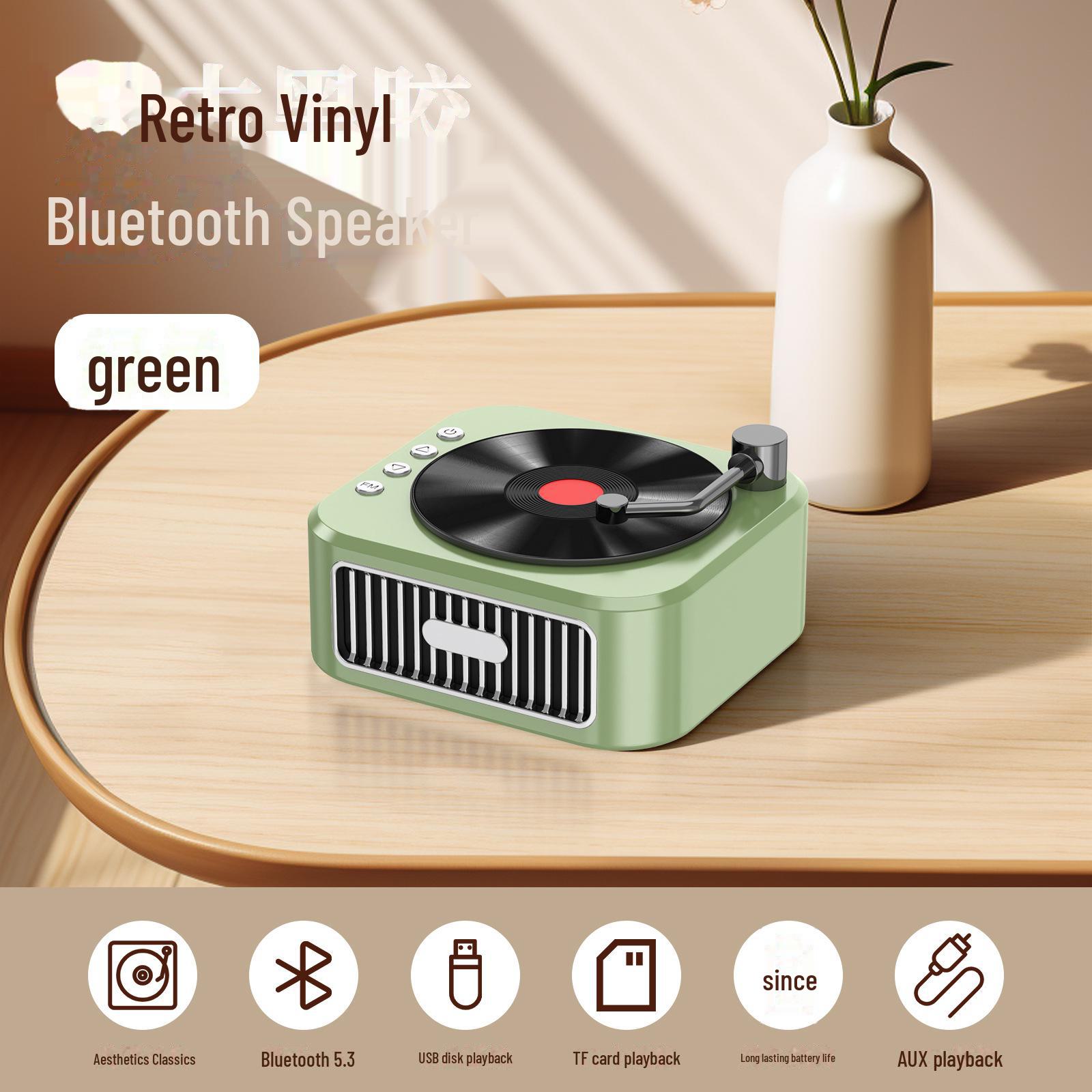 

Ретро Bluetooth-проигрыватель виниловых пластинок: Мини портативный беспроводной динамик с сабвуфером