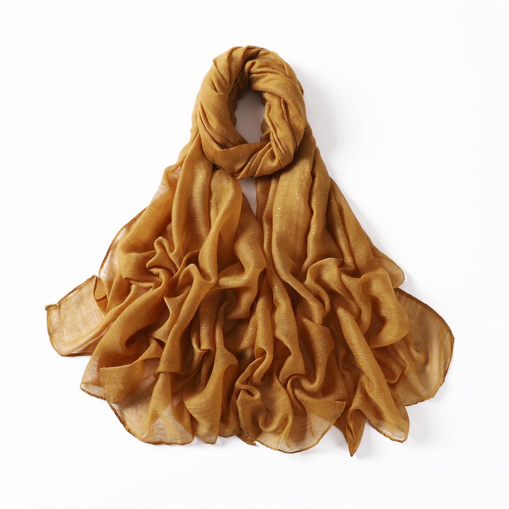 New Summer Shiny Voile Cotton Linen Women Scarf Girls Solid Sunscreen Thin Scarves Soft Foulard Shawl Casual Female Wrap Shawls