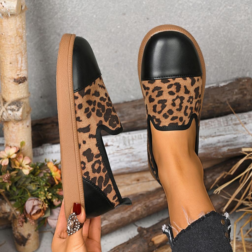Fashion Leather Shoes For Women Flats Leopard Print Loafers With Heels Shoes Casual Women's Moccasins Slip On Flat Shoes Summer Footwear