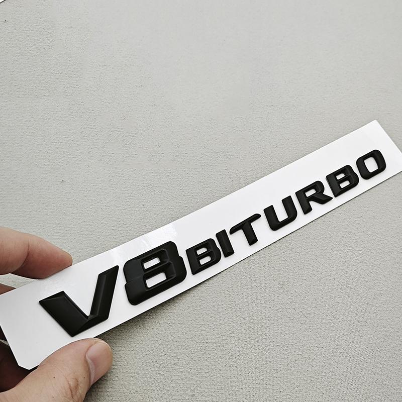 3D ABS Chrome Logo V8 BITURBO Emblem Car Fender Side Badge Decal For Mercedes Benz AMG C63S C63 E63 G63 G500 Sticker Accessories