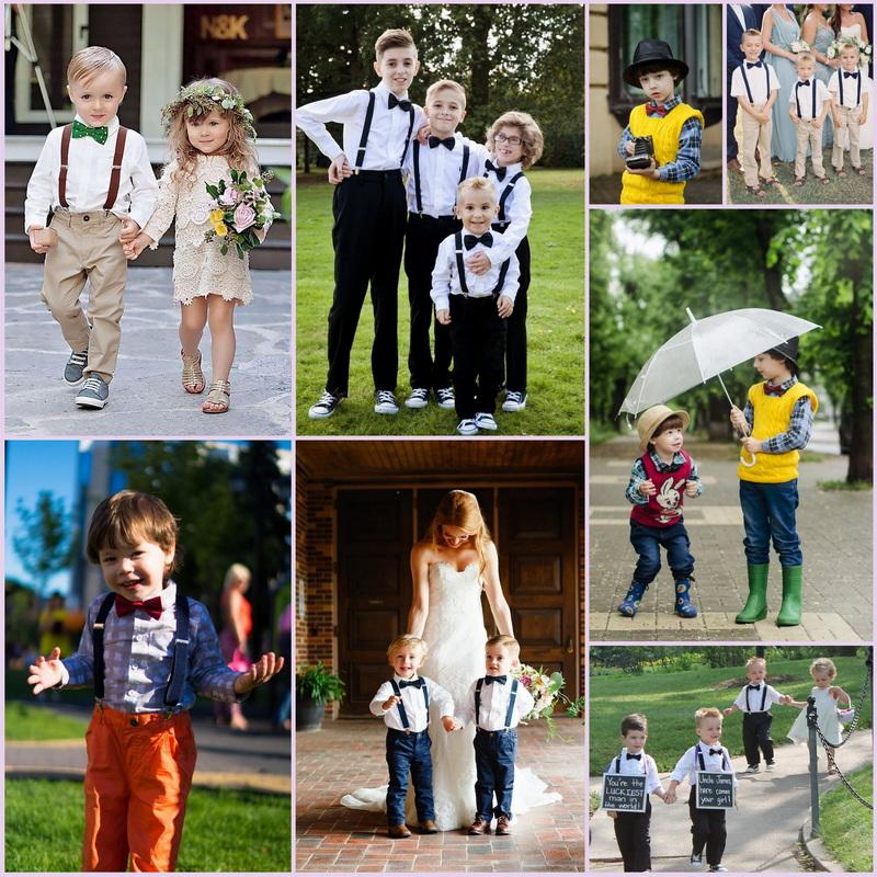 Kids Braces Bow Tie Set, 2.5cm Elastic Adjustable 60cm Y-Back Clip-on Suspenders, Formal Classic Pre-Tied Bowties for 1-9 Years Olds Boys Girls