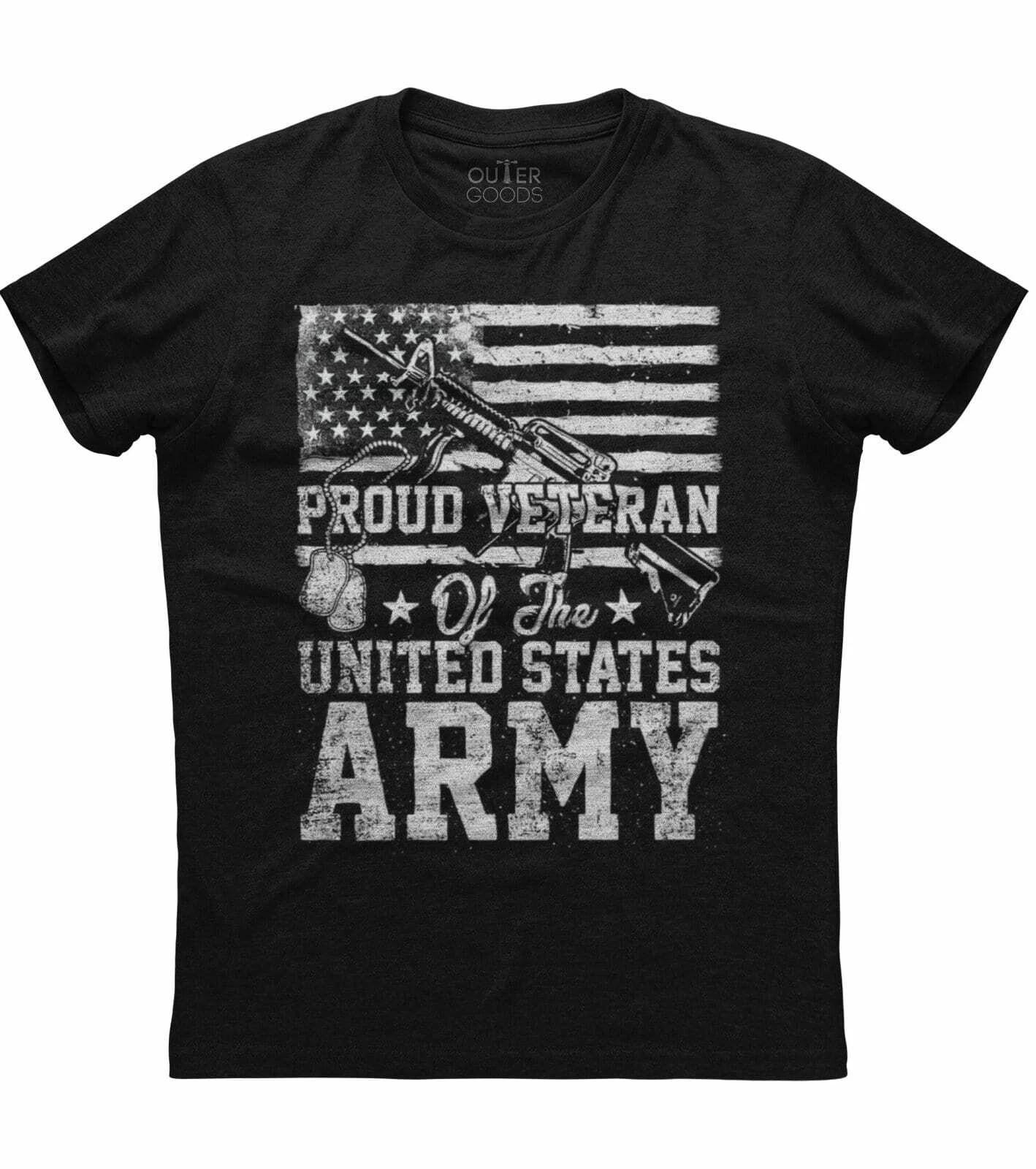 Proud Veteran Of The United States Army, Men s New Patriotic Black T-shirt XXL