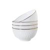 4Pcs Set Ramen Bowl Set Phnom Penh Embossed Rice Bowl High-quality Bone China 6 Inch Noodle Dinner Plate Set Ceramic Dinnerware