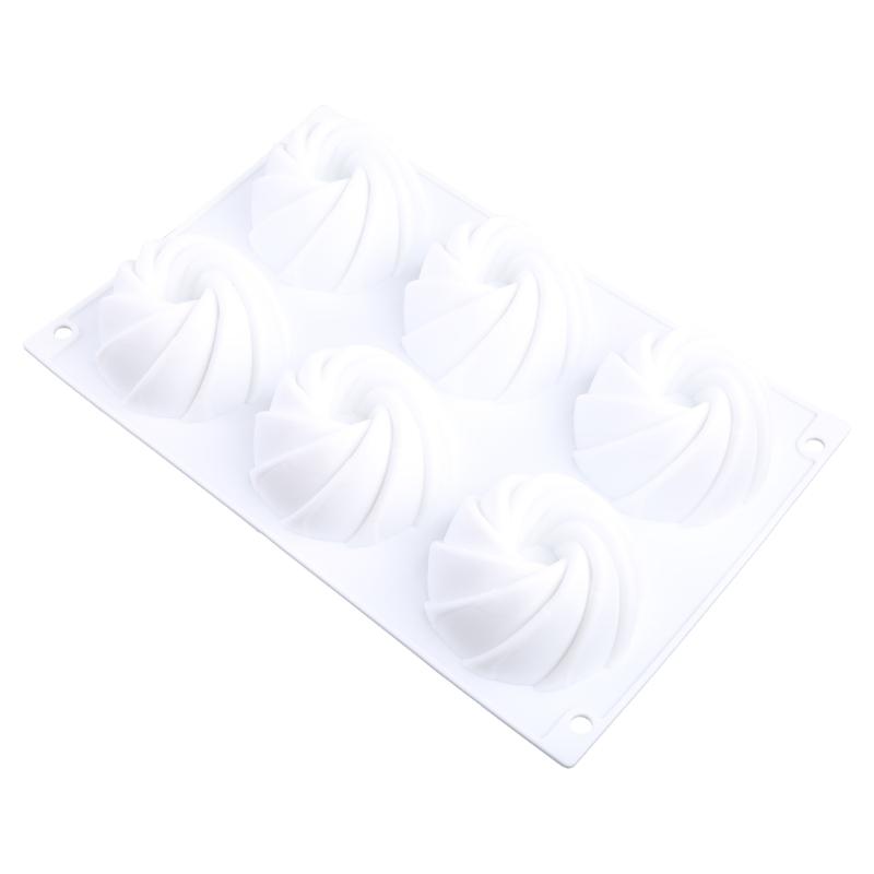 Stampo in Silicone a 6 Fori a Spirale per Torta, Gelato, Cioccolato, Sapone, Cupcake 3D, Stampo da Forno, Pirofila, Stampo per Muffin