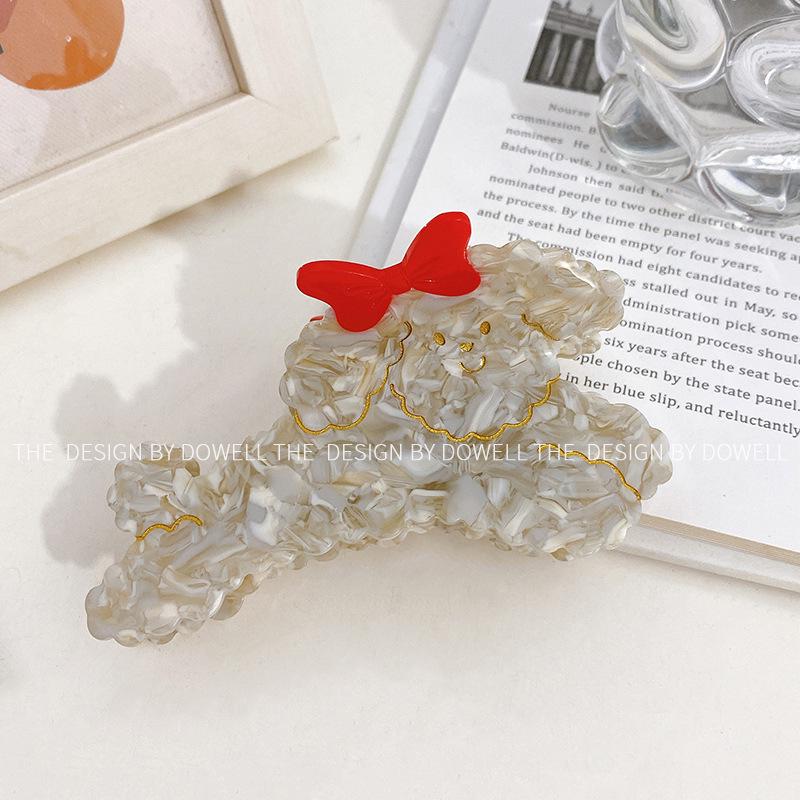 Korean Cute Poodle Dog Acetate Hair Clip: French High-End Hair Claw