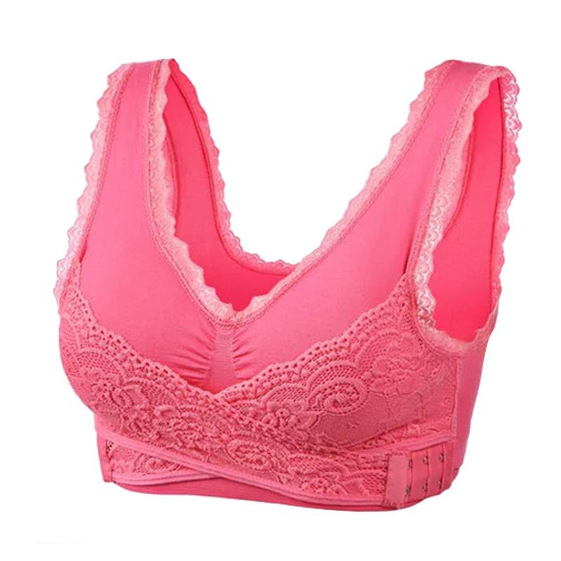 Sports Bra for Women Gathered Without Steel Ring Lace Sport Bra Criss-Cross Bras Side Buckle Shockproof Running Fitness Bra with Removable Pad
