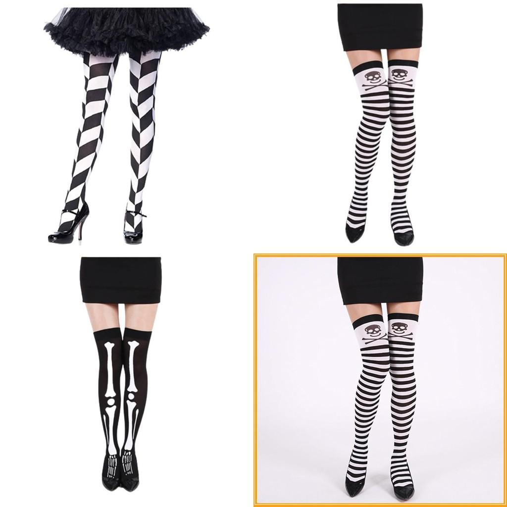 Stylish Zombie Skeleton Thigh-high Socks Tummy-lifting Moisture-wicking Long Tube