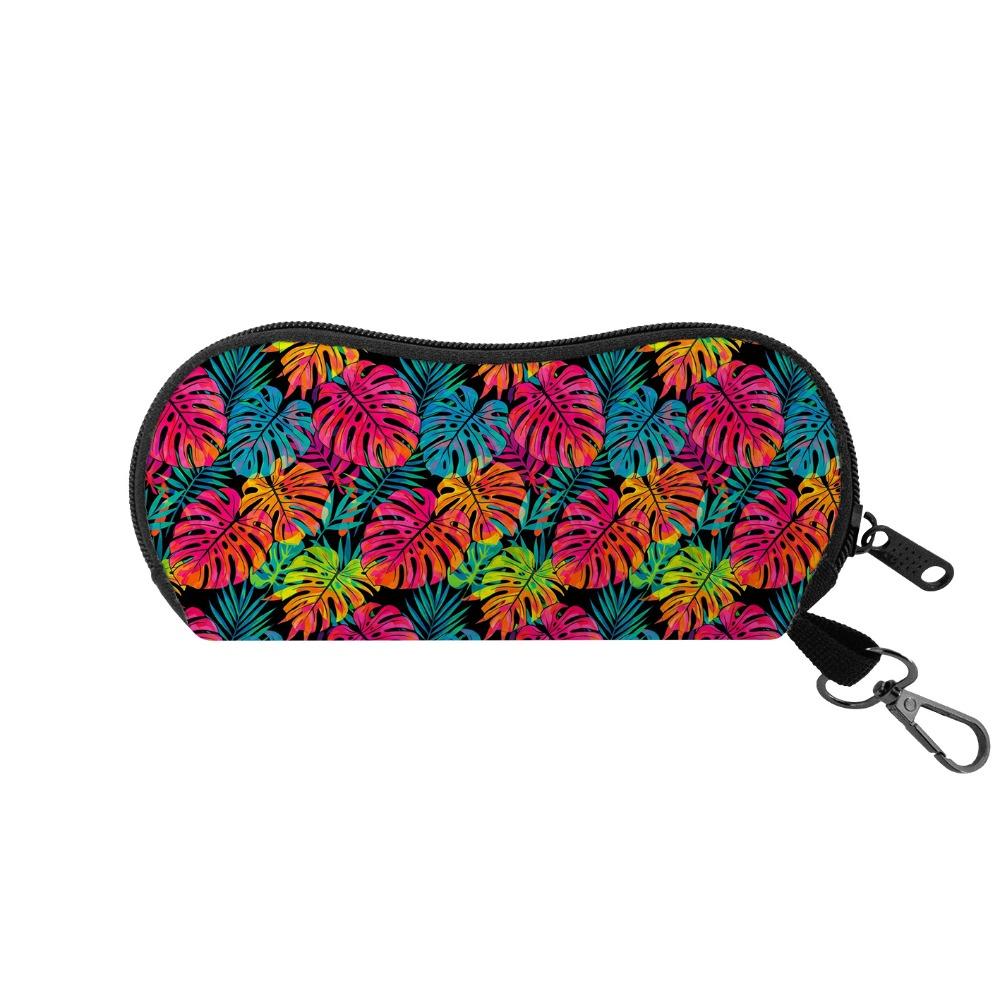 

Portable Colorful Flowers/Leaf Glasses Case Soft Shell Zipper Glasses Protective Shell Glasses Bag