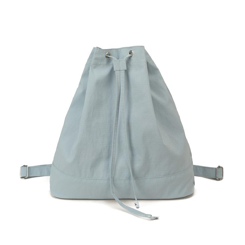 Schoolbag Korean ins Simple Couple Bag Large Capacity Bucket School Bag Nylon Backpack Drawstring Strap One Shoulder Crossbody Bag