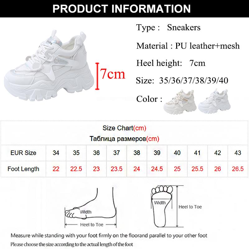 Fashion Breathable Mesh Platform Sneakers Women Spring Thick Bottom Non-Slip Casual Shoes Woman Lace-Up Chunky Sole Sports Shoes Ladies