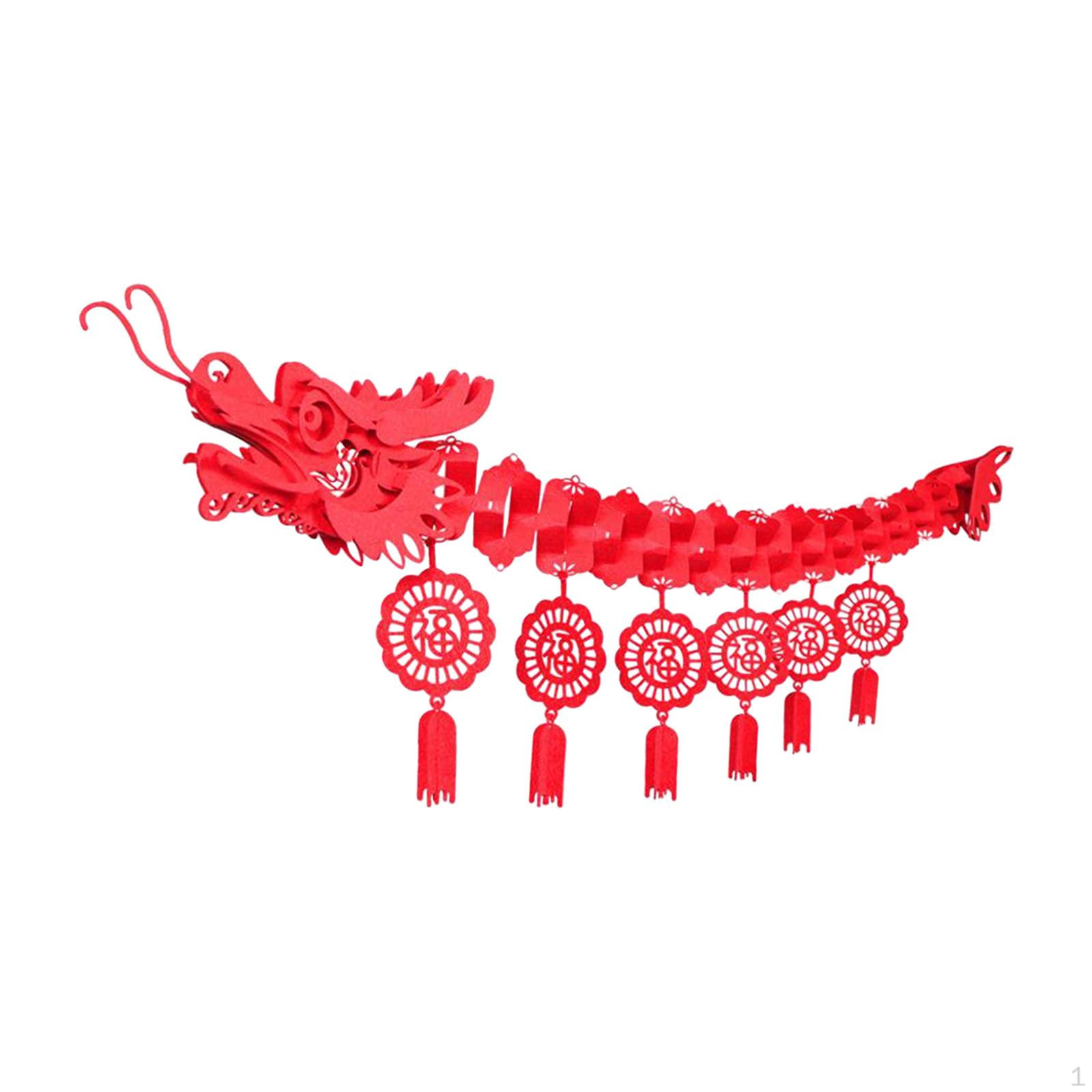 

Chinese Dragon Front Door Decoration Garland 17x170cm Traditional Red Color Hanging Craft for