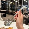 Stainless steel spoon Hammer spoon Western restaurant long handle spoon Dessert spoon Eating spoon with round head Tablespoon