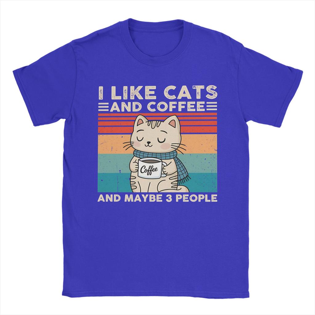 Unisexs Tshirt I Like Cats And Coffee And Maybe 3 People T Shirts Hip Hop Beach Tee Shirt Y2k Basic Casual Cotton Clothing