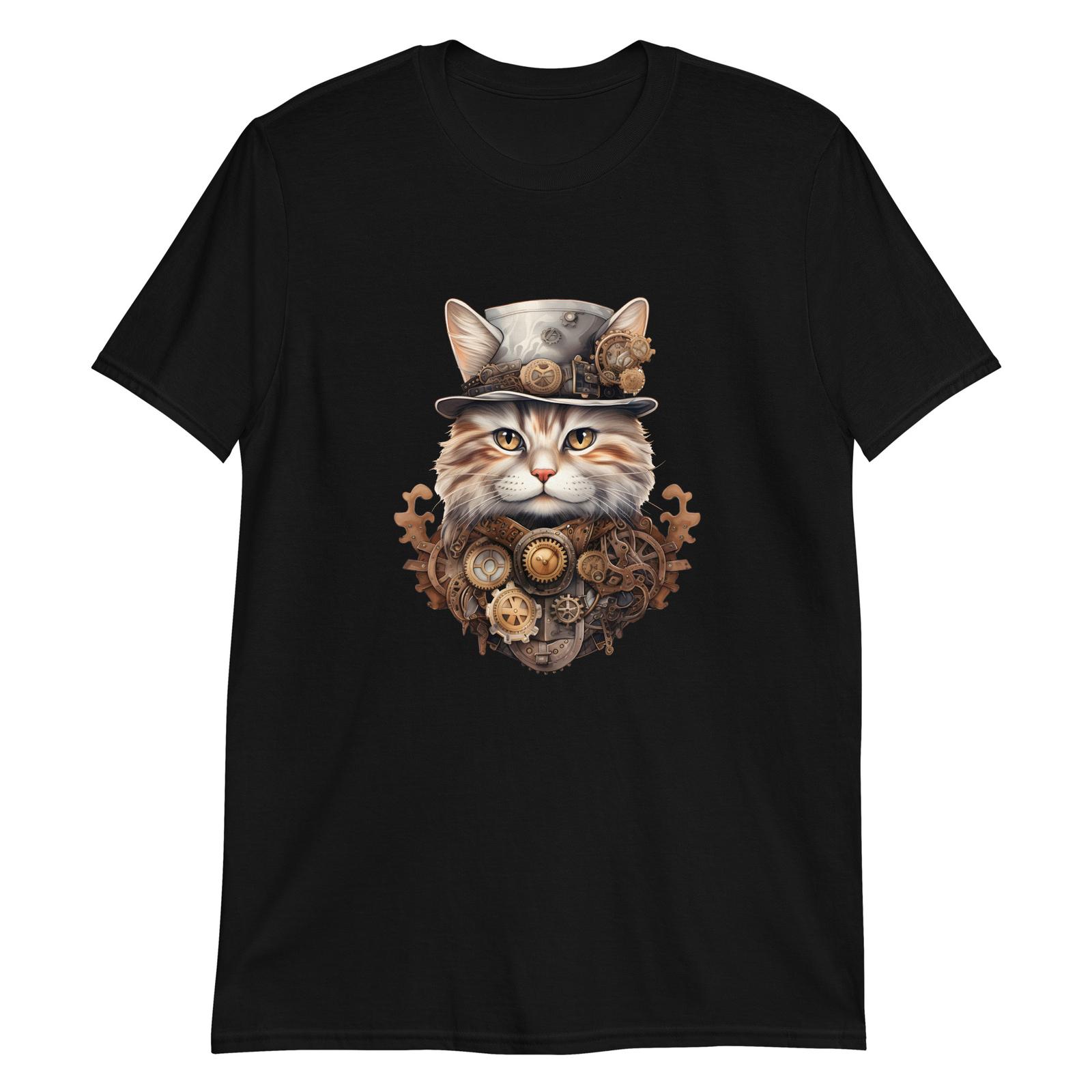 Steampunk Cat: Top Hat and Gears T-Shirt Mens Womens Tees Top S