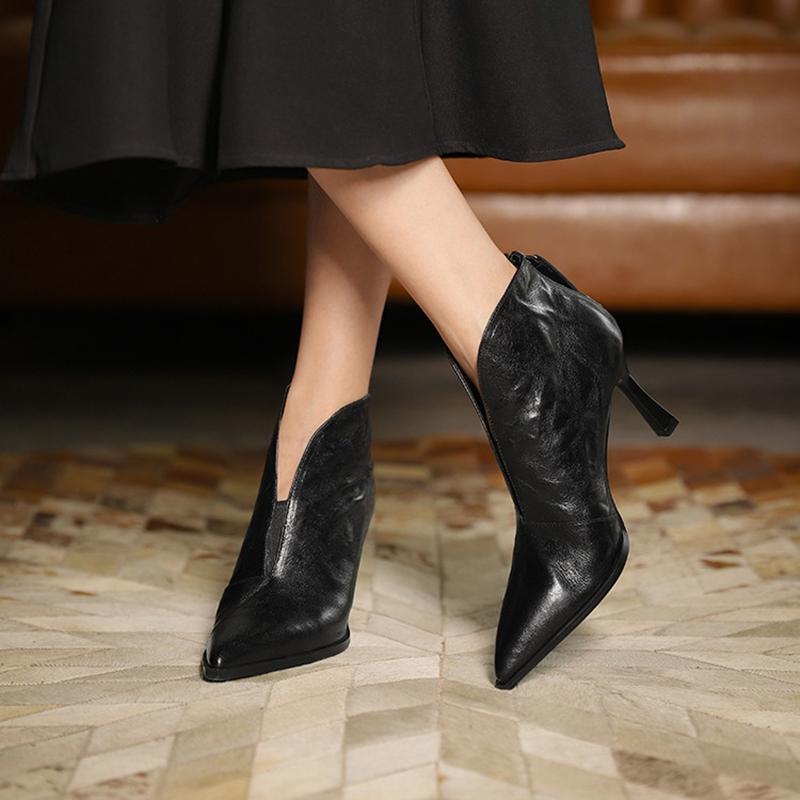 Fashion NEW Autumn Women Boots Genuine Leather Shoes for Women Pointed Toe Thin Heel Shoes Super High Heel Modern Boots Daily Ankle Boot