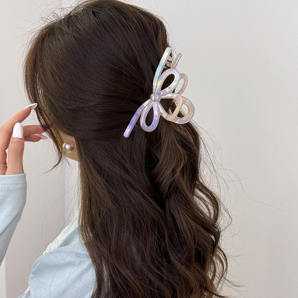 South Korea senior sense mermaid colorful bow large grab clip female back the head spoon plate hair shark ponytail new in