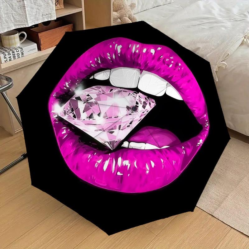 

1pc Diamond Lips Automatic Folding Umbrella, Casual Outdoor Accessory, Birthday Festival Gift yy251126112