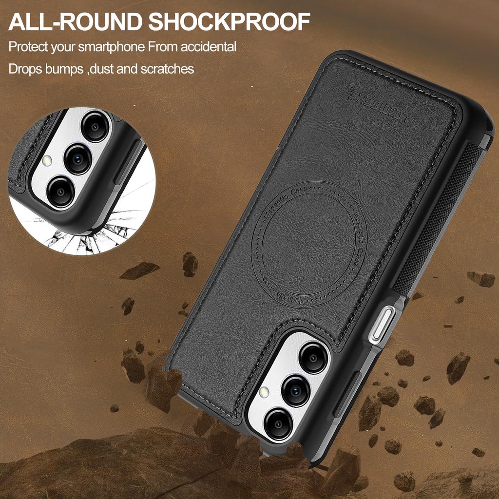 For Samsung Galaxy A54 5G Magnetisk Telefondeksel Lær Bakdeksel med Avtakbar Kortholder